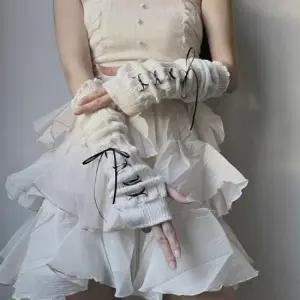 장갑워머 여성 리본 포인트 포카 포장 팔토시 니트 핸드 워머 손목 팔 장갑 암워머 운