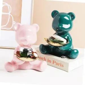 양념통수납 북유럽풍 곰돌이 장식 트레이 접시 그릇 주방 선반 1P