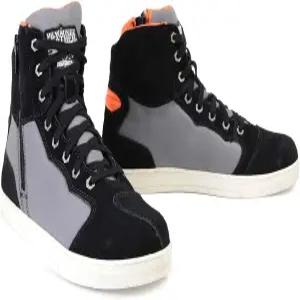 밀워키 가죽 MBM9116 남성용 블랙 스웨이드 및 그레이 캔버스 스트리트 라이딩 슈즈 듀얼 클로저와 발목