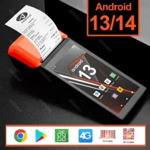 NFC 열 청구서 영수증 프린터 올인원 휴대용 터미널 POS 기계 Loyverse용 2D 바코드 스캐너 4G 안드로이드