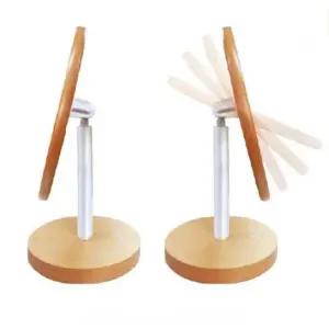 HM463원형 우드 트레이 탁상경 화장대 거울 스탠드 원목 나무 책상