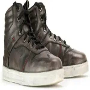 밀워키 가죽 MBM9152 남성용 블랙 하이탑 바이커 라이딩 방수 신발 발목 지지대 포함 강화