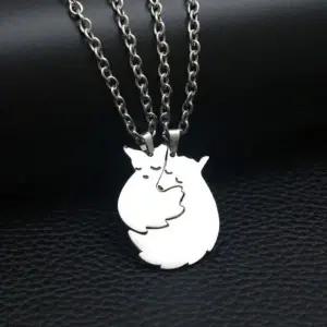 [하프클럽/]여우 커플목걸이 심플 여친남친 체인목걸이 우정 선물