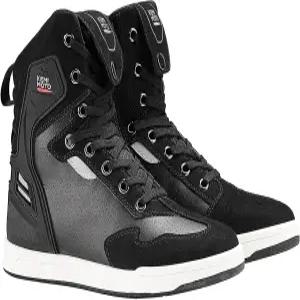 케미모토 모터사이클 슈즈 하이탑과 두꺼운 뒤꿈치 보호 기어 미끄럼 방지 부츠 남성용 극세사 가죽 소재