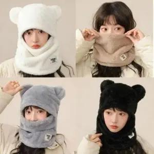 여자 겨울 방한 스키 보드 귀여운 귀 디자인 후드 넥워허 멀티스카프 넥워머 자전거모자 목토시 스컬캡