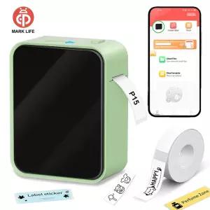 마크라이프 그린 라벨 페이퍼 프린터 P15 휴대용 열전사 기계 가정 학교 주방용 선물/DIY 창의적/마킹용