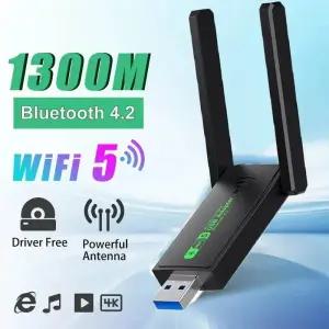 USB 3.0 WiFi 어댑터 1300Mbps 무선 수신기 송신기 Bluetooth 4.2 네트워크 카드 데스크탑 노트북 PC 용