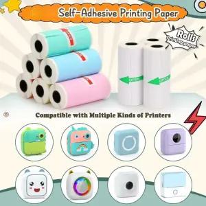 프린터 용지 57x25mm/30mm 자체 접착 열전사 HD 컬러 라벨 잉크 없는 학생 학습용 미니