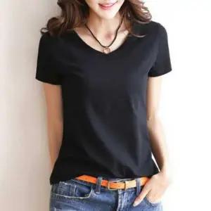 여성 브이넥 반팔 티셔츠 무지 기본 슬림 반팔티 0409