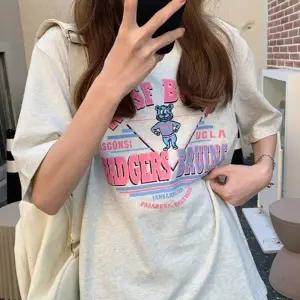 여성 오버핏 반팔티 레터링 디자인 라운드 여름 반팔 기본 티 프린팅 여성 캐주얼 데일리 티셔츠 라운드