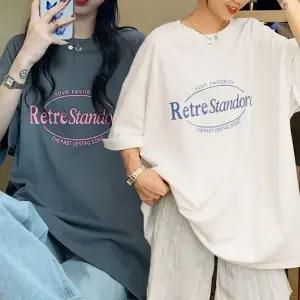 여성반팔티 레터링 루즈핏 여름 반팔 티 셔츠 박스티 레터링 여름 예쁜티 루즈핏 여자 프린팅 여성 흰색