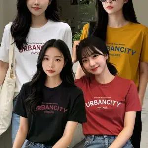 여성반팔티 여름 레터링 기본 반팔 라운드 티셔츠 여자 프린팅 기본 여성 데일리 폴리 여름 반팔티 예쁜티