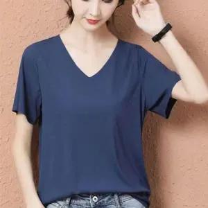 (옵션 블랙)골지 여성 반팔 티셔츠 브이넥 여자 여름 기본 반팔티 여자반팔티 여자 여름 여성 티셔츠 반팔