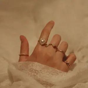 [하프클럽/]빅하트 진주반지세트 여성 하트 진주링세트