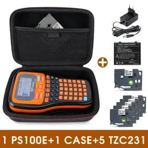 휴대용 라벨 메이커 PS100E 프린터 자동 절단 산업용 기계 브라더 TZe231 테이프용 5PK 12mm 포함