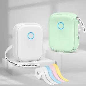 미니 라벨 프린터 Marklife P12 휴대용 열전사 무선 커터 포함 P15 메이커 또는 5PK와 유사 계속