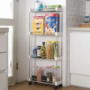 튼튼한 바퀴달린트레이 수납선반 4단 이동식수납장 펜트리선반 틈새선반 이동식선반