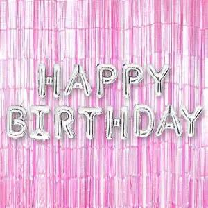 (은박풍선생일실버+커튼메탈핑크세트) 파티 장식 소품