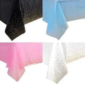 황금 도트 테이블보 생일 파티 기념일 장식 소품 데코