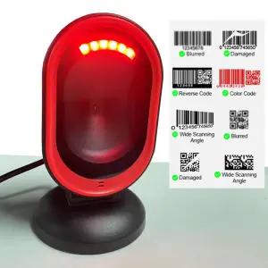 1D 2D 데스크탑 바코드 스캐너 전방향성 핸즈프리 USB 유선 리더 휴대폰 화면에서 캡처