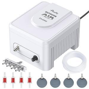 Pawfly Pond Air 펌프 Fish Koi Ponds용 실외 산소 3000~10000갤런 조절 가능한 Garden Aerator 키트(항공사 튜브 제어 레버 밸브 에어 스톤 및 체크 포함)