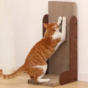 후쿠마루 고양이 긁힘 26.8인치 L자형 패드 벽 실내 모던 골판지 보드 펠트 수직 포스트 가구 보호대