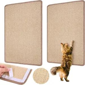 Ptwola 2pcs 고양이 긁힘 매트 내추럴 시잘 패드 실내 수평 바닥 및 벽 러그 카펫과 소파 보호