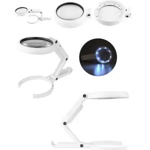 LED라이트 휴대용 정밀 돋보기LED 접이식 보석 취미용 작업용 저배율 고배율 현미경 어르신 학생용 선물용