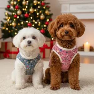 [도매라인]*땡처리 귀염뽀짝 강아지꽃무늬조끼 인기만점 강아지 겨울옷 애견조끼 꽃무늬조끼