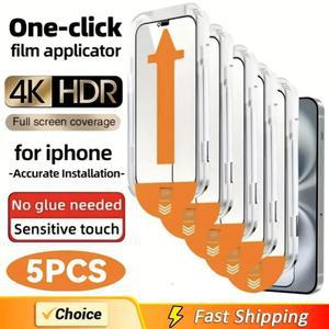 소유 성 코팅 먼지가없는 쉬운 설치 화면 보호기 iPhone 14 11 13 12 15 16 Pro Max Mini XS XR Plus Glass