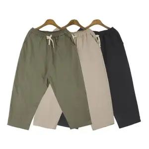 린넨 배기핏 심플 남자 팬츠 캐주얼 밴딩 벌룬 바지 (HSJ-WC634D4)
