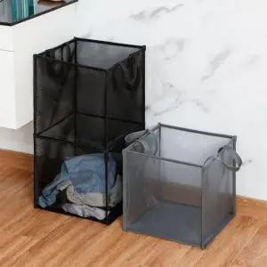 접이식 세탁망 메쉬 바구니 다용도 빨래 정리함 블랙망 접이식