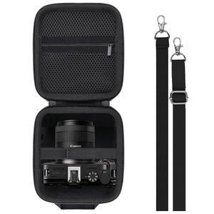 [미국배송] 캐논 EOS R50 V와 RF-S14-30MM F4-6.3 호환되는 바발 카메라 케이스는 STM PTZ 렌즈 어깨끈이 달린 휴대용 케이스(블랙 케이스)입니다