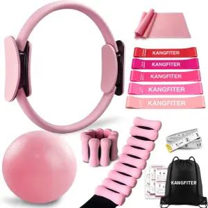 조절 가능한 발목 손목 무게 저항 밴드 줄자 가방 여성 요가용 필라테스 필수 액세서리가 포함된 홈 운동용