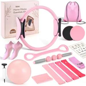여성용 Asten 홈 필라테스 키트 저항 밴드가 있는 장비 링 및 볼 세트 코어 슬라이더 폼 롤러 초급 운동을