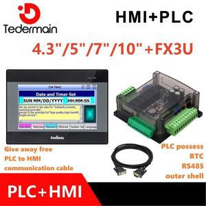 COOLMAY HMI 터치 스크린 콤보 세트, 통신 케이블 포함, 4.3 인치, 5 7 10 FX3U-14M, 24M, 56M-6AD2DA
