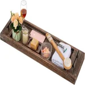 하노베 욕조 트레이 목욕 캐디 나무 테이블 욕실용 손잡이가 있는 서빙 31