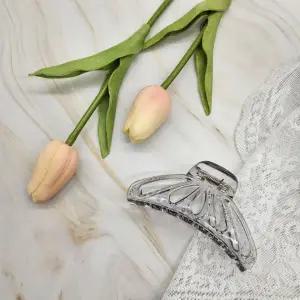 투명 블랙 반묶음 헤어핀 나비 클립 반머리 집게 머리핀