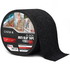 계단용 체스크 그립 테이프 4인치 x 30피트 블랙 미끄럼 방지 스트립 실내외 접착식 트레드 스케이트보드
