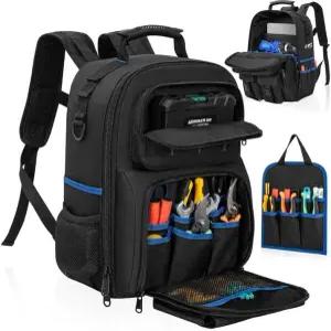 공구 배낭 패딩 처리된 어깨끈과 탈부착 가능한 정리함이 있는 튼튼한 가방 방수 작업용 전기 기술자용