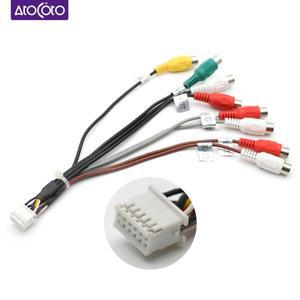 12 핀  RCA 출력 와이어 하네스 Aux in 서브 우퍼 케이블 어댑터 배선 커넥터 안드로이드 라디오 자동차 액