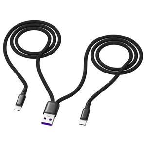 USB 충전 스플리터 케이블 2-in-1 데이터 코드 C타입 마이크로 고속 Y 5A 1.2m