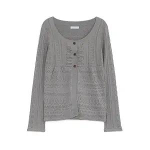 매장정품 HUG YOUR SKIN 베이비돌 펀칭 니트 가디건 (그레이)