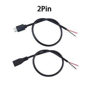 2Pin 마이크로 USB 남성/여성-오픈 와이어 2 코어 4 전원 데이터 커넥터 케이블