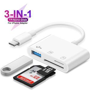 3in 1 타입 C 카드 리더 어댑터 OTG TF SD USB-C 메모리 컨버터 U-디스크삼성 화웨이용