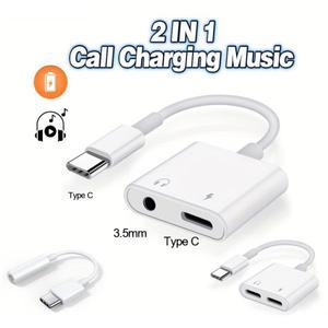 2-in-1 오디오 어댑터 USB C ~ 3 5mm 잭 -C 충전 삼성  Huawei 유선  커넥터 용 Aux 케이블