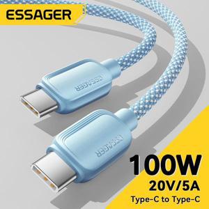 Essager USB C- C 케이블 5A PD 100W book Pro 용 고속 충전 데이터 코드 Samsung  Huawei 3M