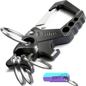 헤피스 스컬 헤비 듀티 열쇠고리 자동차 비상 탈출 도구 안전벨트 커터 병따개 카라비너