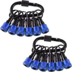 비트 홀더 열쇠고리 12개 세트 임팩트 드릴 너트 드라이버용 1/4인치 소켓 육각 섕크 카라비너가 포함된 퀵