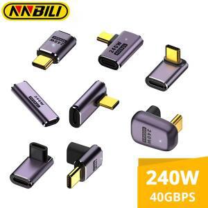 NNBILI 5A Type-C OTG 어댑터 240W 고속 충전 데이터 변환기 USB4.0 40Gbps 지원 8K 60Hz C 90/180 학위 팔